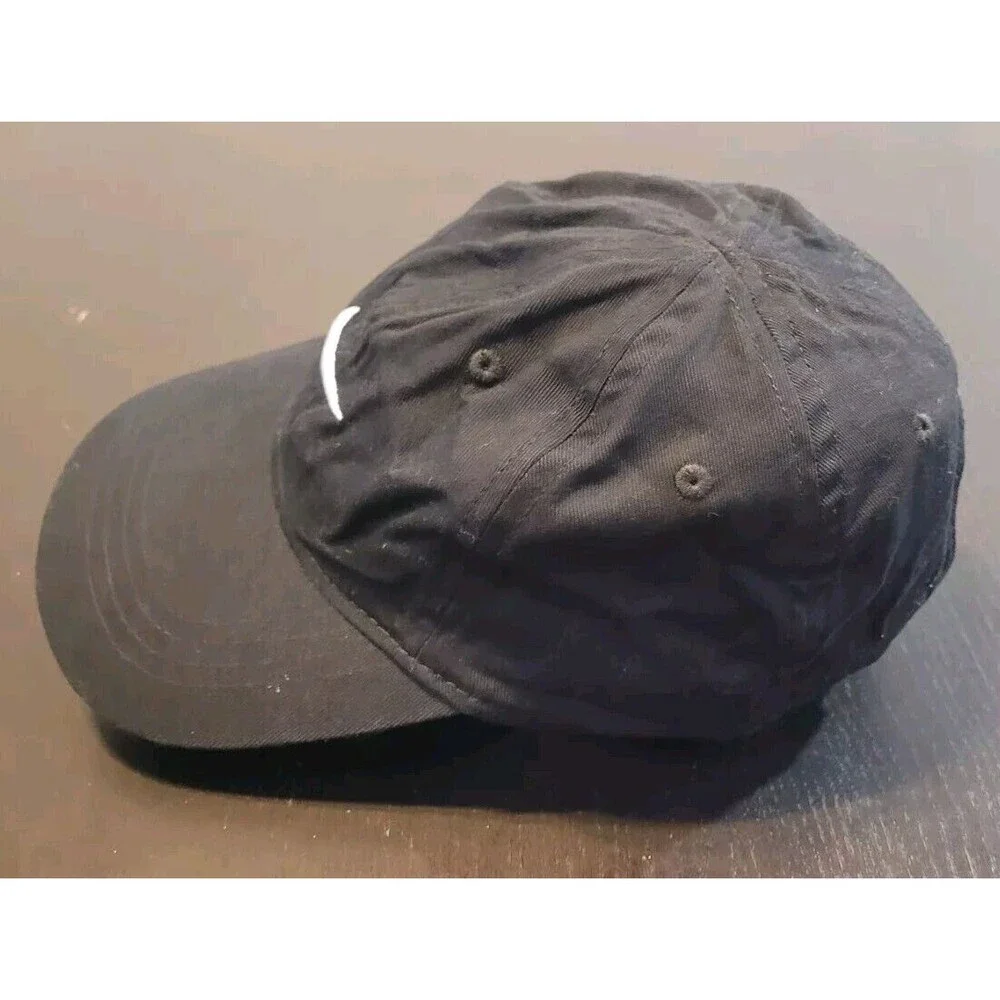 Nike Child Size Hat Black With White Swoosh Adjustable Strap JUST DO IT